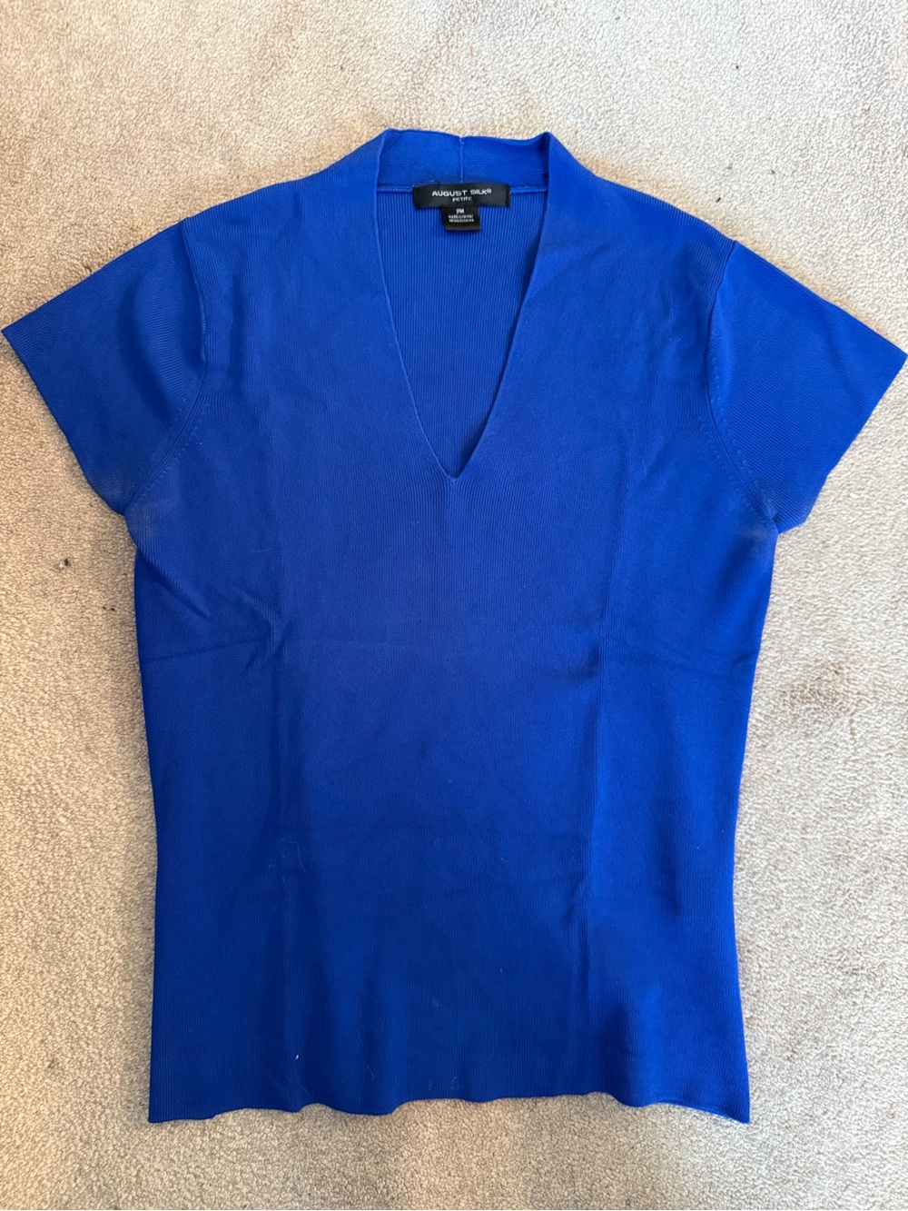 august silk Royal Blue V-Neck Short Sleeve Knit Top